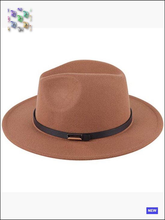 Retro Wide Brim Floppy Fedora Hat with Buckle Belt Wool Blend One Size main image 4